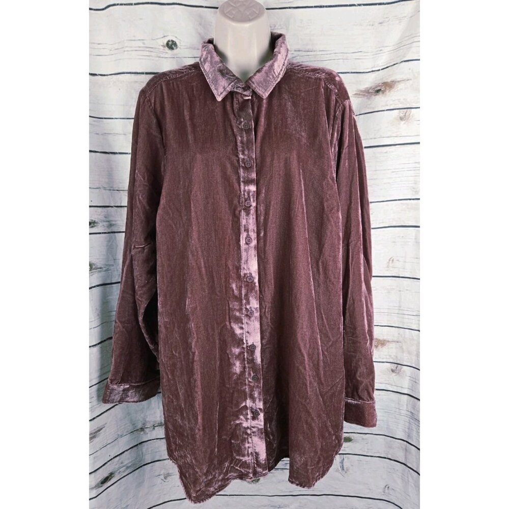 Torrid Lizzie Velvet Button Up Tunic Top 1 1X NEW Wild Ginger Fairy Whimsigoth